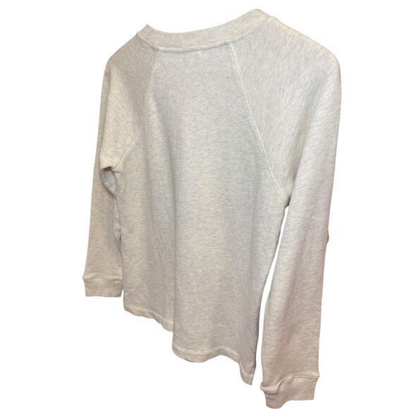 J. Crew Rhinestone Jewel Neckline Holiday Heathered Cream Sweatshirt 100% Cotton - Picture 11 of 12